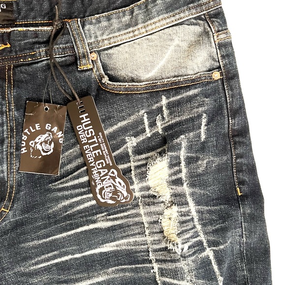 New Hustle Gang Men’s Denim Shorts. Size 42 Montego Wash 98011 Fisher Hip style - Picture 5 of 12